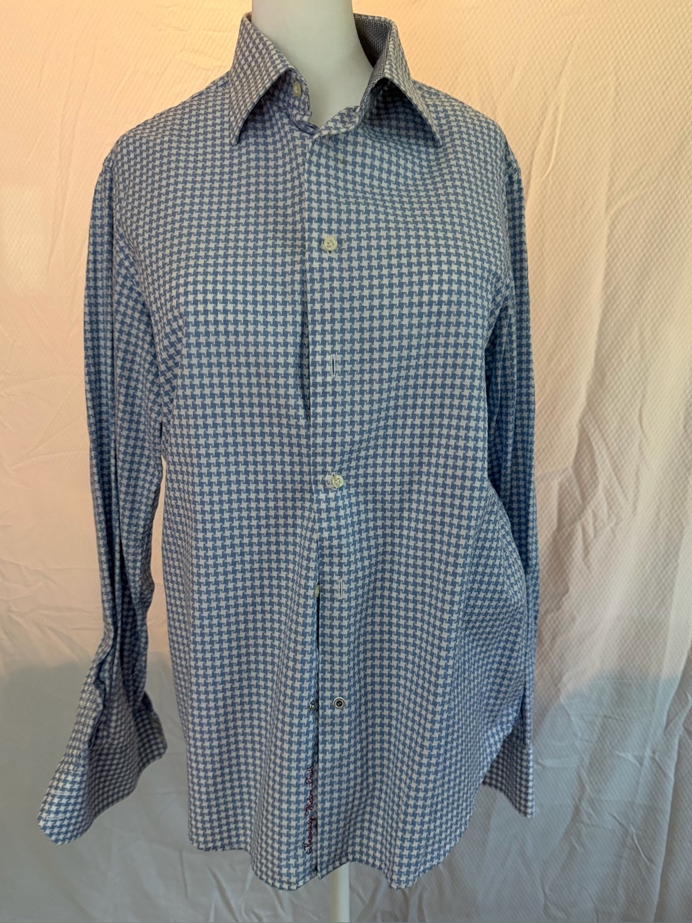 Robert Graham Blue and White Checked Dress Shirt